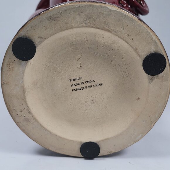 Vintage Bombay Company Burgandy Lion Ring Garden Planter Pot Vase - Picture 7 of 7